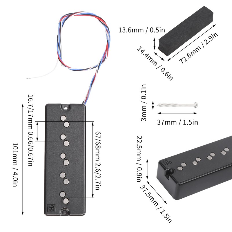 GMB33 Double 5‑String Bass Pickup Set for 5‑String Guitar Bass