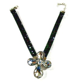 Boot Chain Strap with Cross/Clover Charm/Pendant Clear Rhinestones