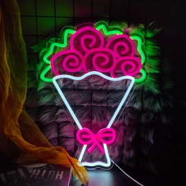 YingyiYing Flowers Neon Lights Flowers LED Light Wall Decor - Bouquet Decoration for Home, Wedding, Party and Romantic Gift