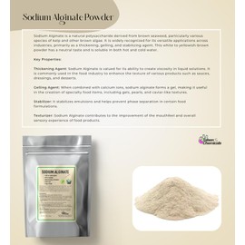 Sodium Alginate (8 Ounce / 226 Grams) Pure Sodium Alginate Powder Food Grade Powder for Thickening, Perfect for Making Luxurious Caviar Spheres, Desserts, Meatloaves by Talsen Chemicals (8, Ounces)