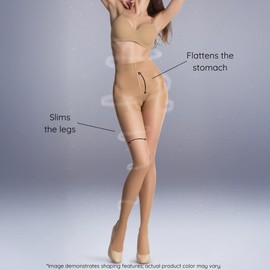 PENTI Silhouette Shaper 20 Denier High-Waisted Shapewear Tights | Oeko-Tex Certified Control Top Pantyhose | Sheer Black, Bronze, Nude (US, Numeric, 5, Regular, Regular, Black)