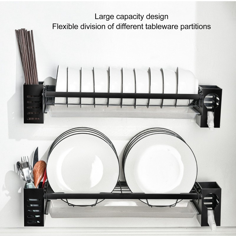 Kitchen Wall Mounted Tableware Holder Drain No Punching Drainage Flatware