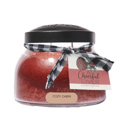 A Cheerful Giver - Cozy Cabin Mama Scented Glass Jar Candle (22oz) with Lid & True to Life Fragrance Made in USA