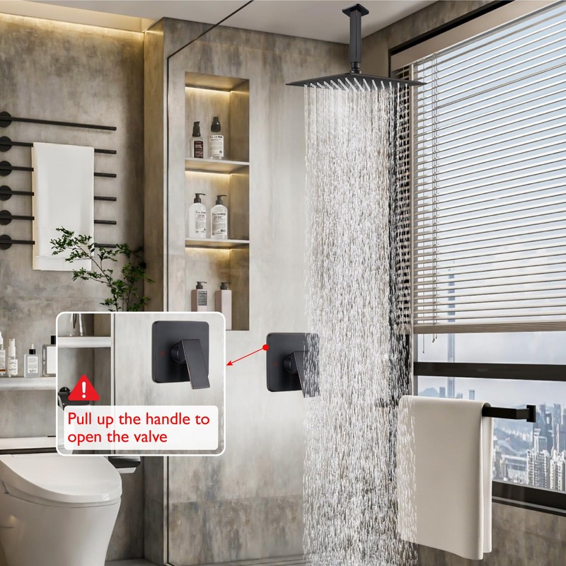 Heyalan Shower Faucet Set Square Stainless Steel Bathroom Rainfall Shower
