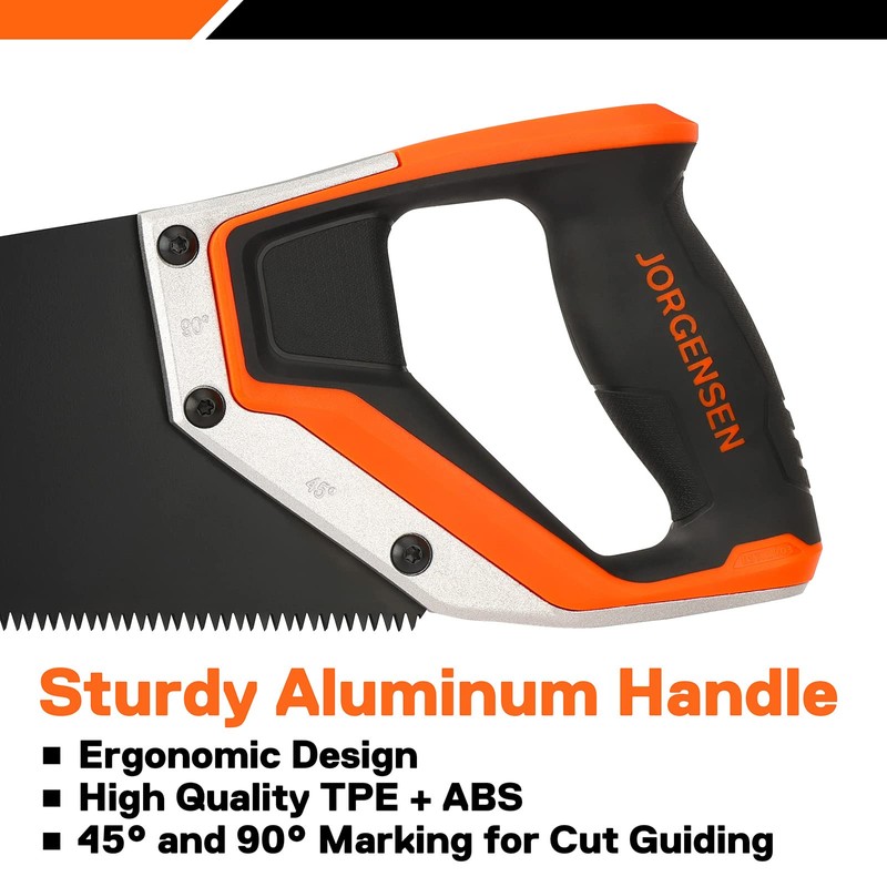 JORGENSEN 15” Hand Saw, Black Coated Coarse Handsaw 8TPI for