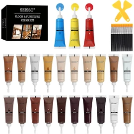 SEISSO Furniture Repair Kit 50 Pcs, 24 Colors Wood Fillers, Wood Paint, Wood Repair Kit, Wood Touch up Fillers Repair Scratches, Discoloration, Cracks, Stains, for Wooden Tables, Cabinet, Floors, Door