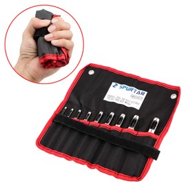 Spurtar 9 Pcs Steel Hollow Punch Set 2.5-10mm Heavy Duty Round Leather Hole Punching Tool for Watch Cloth Belt Gaskets w/Storage Bag