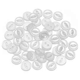 sourcing map 50pcs 16L Cream White Round Sewing Buttons 10mm 3/8" Resin 2-Hole Fish Eye Craft DIY Replacement Button for Craft Pants Dress Skirt Clothing Fastener Buttons