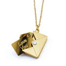 ziella To My Love Necklace For Women,Envelope Love Letter Necklace,Love You Secret Gift Message Engraved Locket Gift for Romantic Christmas Birthday Valentine (Gold)