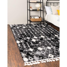 Unique Loom Cherokee Collection Area Rug - Clemson (Rectangular 6' 0" x 9' 0", Fossil Gray/ Black)