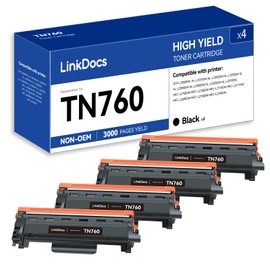 LinkDocs TN760 Toner Cartridge Replacement for Brother TN-760 TN730 to Use with HL-L2350DW HL-L2395DW HL-L2390DW HL-L2370DW MFC-L2750DW MFC-L2710DW DCP-L2550DW (Black, 4 Pack)