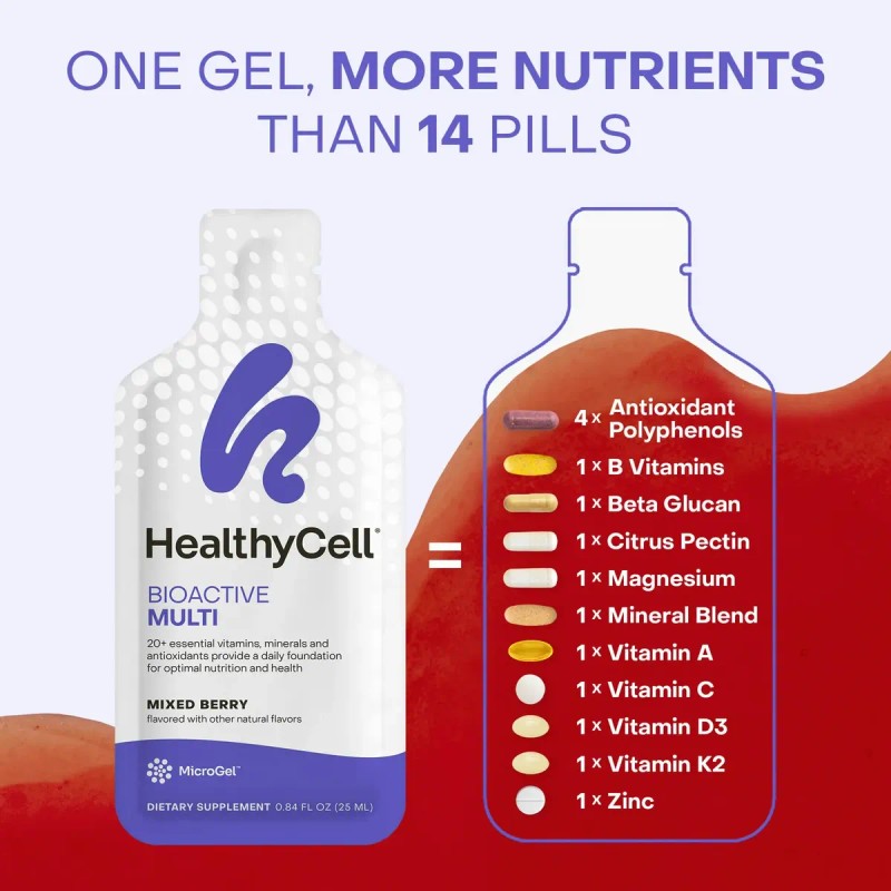 Líquido Diario Bioactivo Multivitamínico Healthycell, 14 Paq