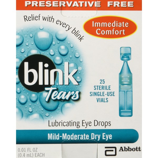 Blink Tears Sterile Single Use Vials Aerosol, 25 Count, 0.01 Fluid Ounce Each