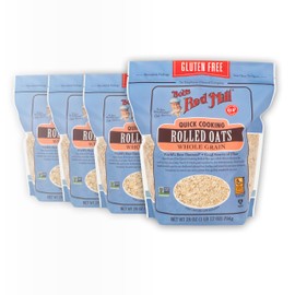 Bob's Red Mill Gluten Free Quick Cooking Rolled Oats, 28oz (Pack of 4) - Non GMO, Whole Grain, Vegan, Kosher