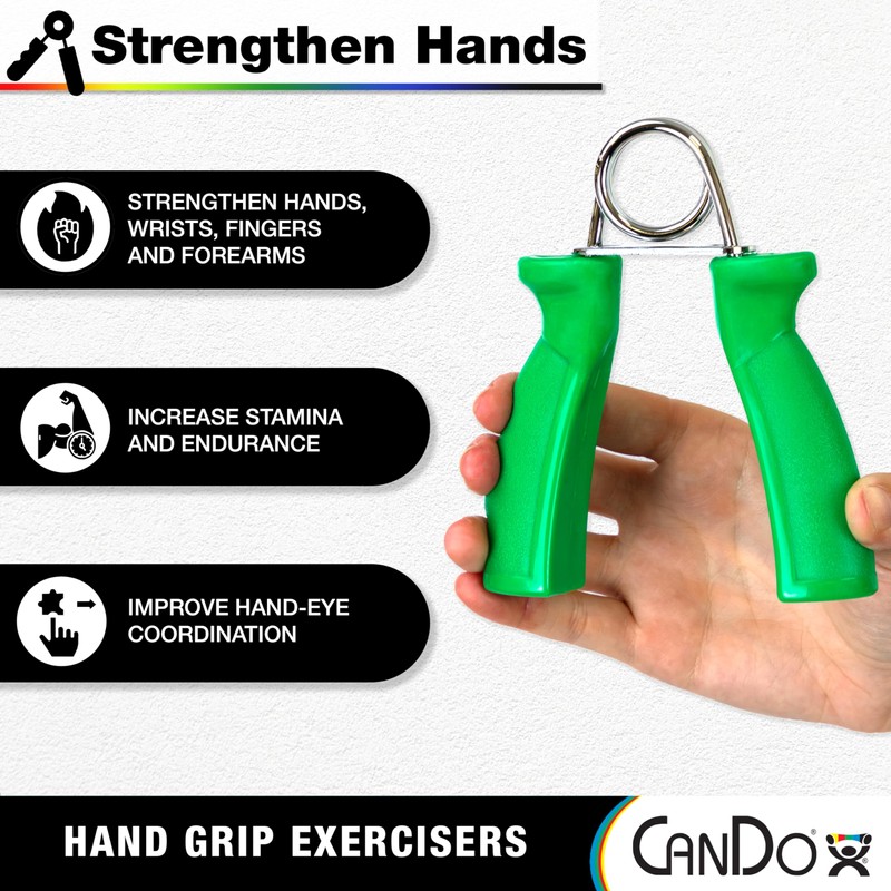 CanDo Hand Grip Exerciser 5 pair set, X-Light - X-Heavy