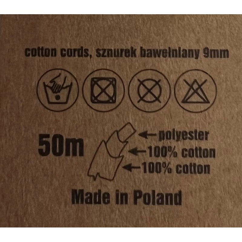 WAS Cotton Cord with Polyester Core 9 mm 50 m