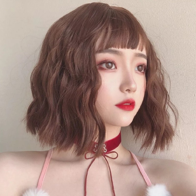 Wxiss Peluca De Cosplay Lolita De Pelo Corto Naranja Rizado