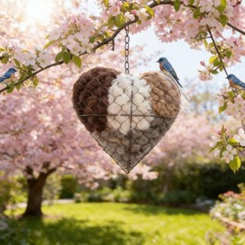 LUOBEIYAOHL Handmade Fiber Bird Nesting Heart Build Birdhouse Wool Material Balls for Wild Birds