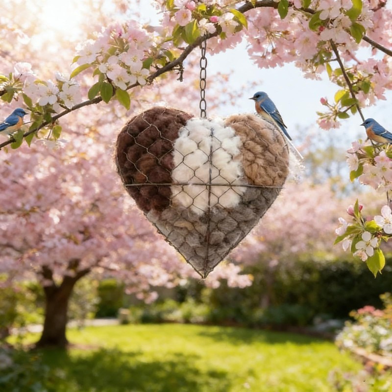 LUOBEIYAOHL Handmade Fiber Bird Nesting Heart Build Birdhouse Wool Material
