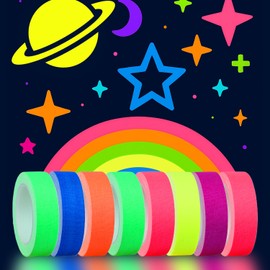 HIKIMA Neon Gaffer Cloth UV Blacklight Tape, 8 Rolls Multi-Color UV Blacklight Glow Party Supplies, Reactive Gaffers Tape for Neon Party Decorations