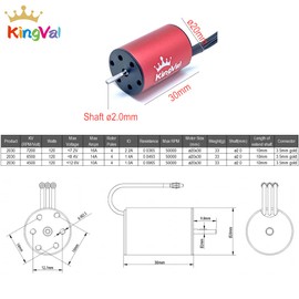 KingVal Replacement 2030 4500KV Waterproof Brushless Motor Shaft 2mm with 25A Brushless ESC Compatible with 1/18 1/20 RC Car