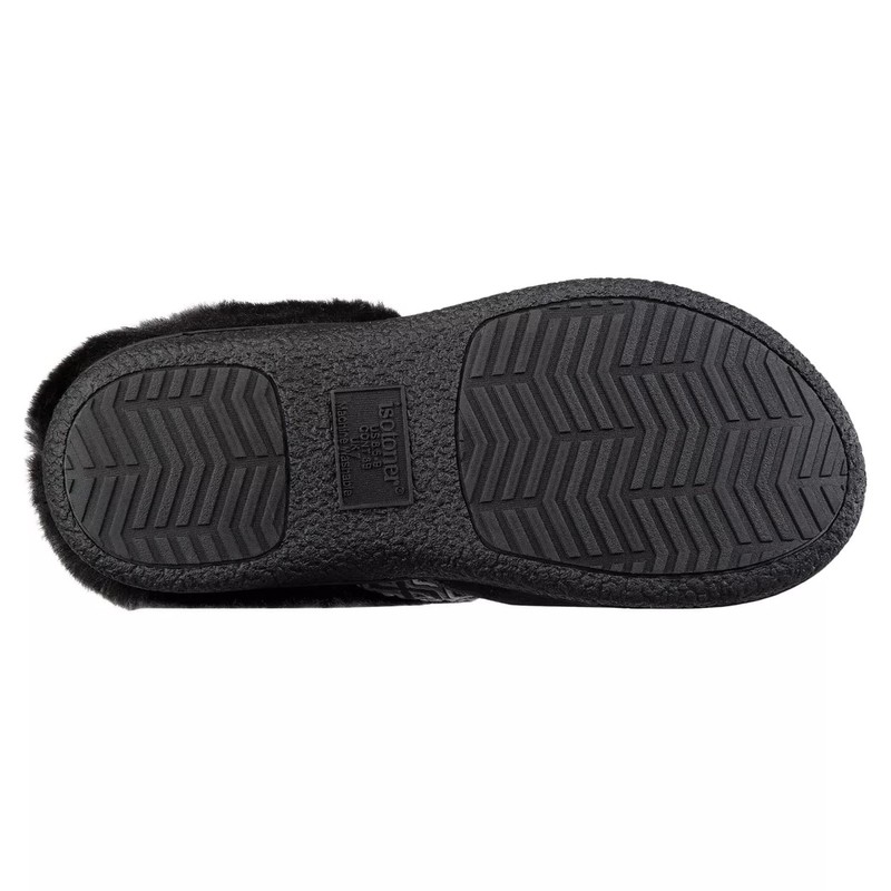 isotoner Women's Microsuede Sage Hoodback | Memory Foam Slippers, Black