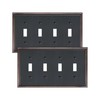 TREEWELL 2-Pack Quad Toggle Light Switch Cover Plate, Durable Zinc