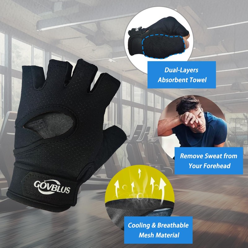 Ventilated Weight Lifting Gym Workout Gloves with Wrist Wrap Support