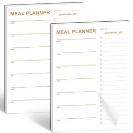 Weekly Meal Planner - 2 Pack Undated Tear-off Sheets, Magnetic Meal Planner for Refrigerator, Includes Grocery List