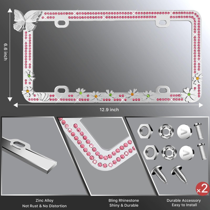 Valor LPF2HC005PNK Design Kennzeichenrahmen mit Kristallen