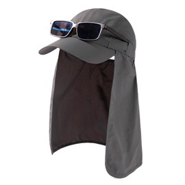 TOP-EX XL/XXL Men's Baseball Cap with Removable Neck Flap, UV Protection, Sun Hats, Women, Foldable Summer Hats, Safari, Hiking, Outdoor Hat, Breathable, 96554_Dark Grey, L