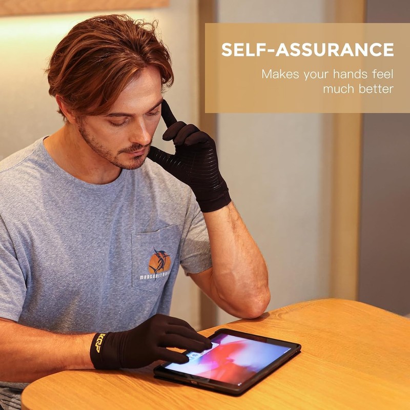 KQP X-Large Copper Infused Arthritis Gloves，Whole Fingers, 2Pairs