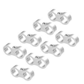 X AUTOHAUX 8pcs Car AN4 11mm Hose Separator Clamp Fitting Adapter Oil Line Brake Line Aluminum Alloy Bracket Fuel Line Mounting Divider Silver Tone