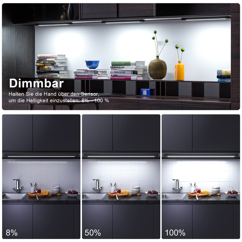 WOBANE Under-Unit Light Kitchen LED Dimmable, Hand Motion Activated, Bright