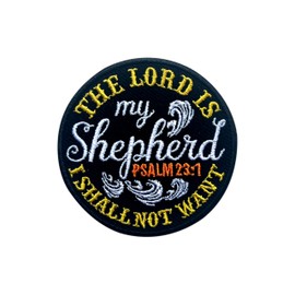 ROISEPOSIE The Lord is My Shepherd Patch, 3 Inches Iron On/Sew On Embroidered Applique Fabric Religious Bible Psalm 23 Patches for Clothes Backpacks Hat Jeans, Faith Embroidery Patches for Christians
