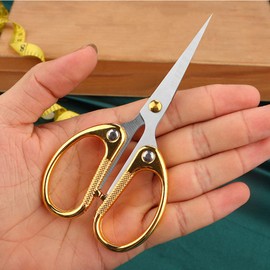 Aemoe 5" All Stainless Steel Office Scissors,Ultra Sharp Blade Shears,Sturdy Sharp Scissor for Office Home School Sewing Fabric Craft Paper Multipurpose Scissors Gold