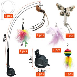 ZDQC Pack of 12 cat fishing rods, cat fishing rods, stable long, cat toy angels, cat fishing rod worm, cat fishing rod with feathers and bells, cat bells, magic wand, interactive cat toy feathers