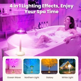 TGYWCHY Spa-Like Shower Lamp Waterproof Bathroom Lamp Ocean Wave Projector Light with 16 Colors Changing Rechargeable Remote Control & Touch Northern Lights Projector,Cordless Light for Inside Shower