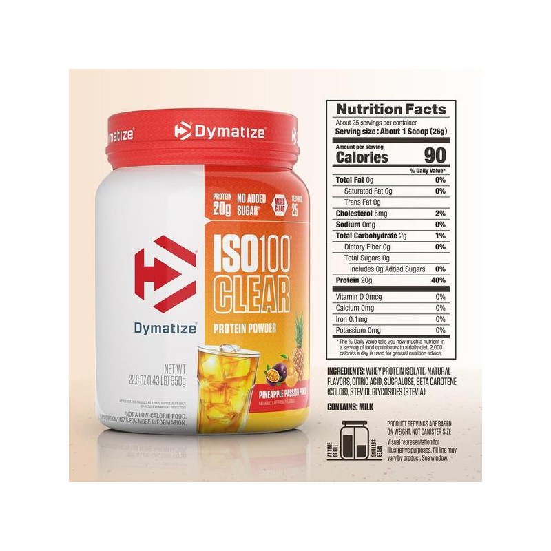 다이마타이즈 ISO100 클리어 프로틴 파우더 단백질 보충제 650g (미국배송) Dymatize