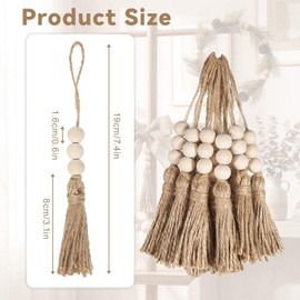 20 Pcs Jute Rope Tassel with 3 Wood Beads Rope Burlap Tassels Jute Tassels for Crafts Small Tassel Bulk for Christmas Tree DIY Craft Wood Beads Garland Project Wedding Home Party Decorations