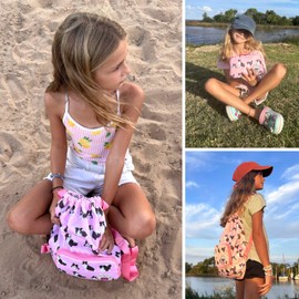 Packable Waterproof Drawstring Backpack for Kids – Foldable Lightweight. Travel Gym Beach Swim Bag for Boys Girls (Puppy)