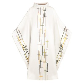 RABISS Clergy Elegance Church Vestments Catholic Priest Chasuble Church Mass Robe Priests Chasuble Mass Round Collar Robe Clergy Robe Adult Medieval Clergy Costume