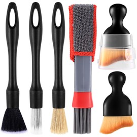 Tenbrachian 6pcs Car Cleaning Brushes, Car Detailing Brush Set, Car Interior Cleaning Brush Kit, Soft Car Interior Crevice Dusting Brushes for Automotive Interior Exterior Trim Rim Dashboard Cleaning