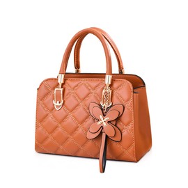 NICOLE&DORIS Women Handbags Designer Top Handle Shoulder Bags Tote Crossbody Bag for Ladies PU Leather Bag with Petal Pendant Orange