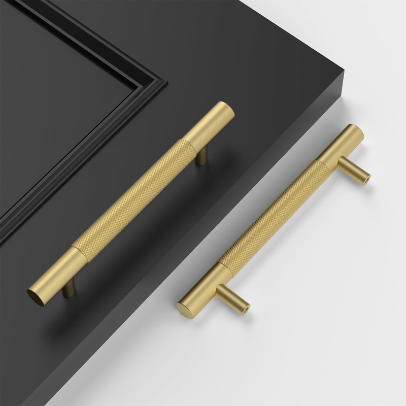 LONTAN 2 Pack Gold Handles for Cupboards 128mm Hole Centers