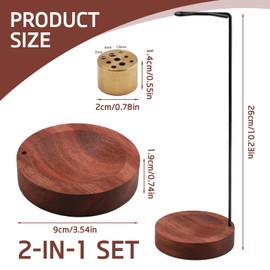 Wooden Incense Holder with 9 Holes Incense Burner, 2-in-1 Handmade Incense Holder, Black Incense Holder, Classic Design for Home Office Decor, Yoga Meditation, Spa