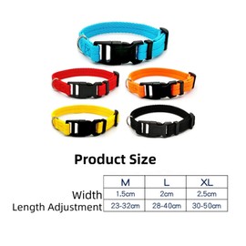 ChioSun Dog Collars, Nylon Dog Collar with Safety Buckle, Adjustable Dog Collar, Suitable for Small and Medium-Sized Dogs (M(1.5 cm), Red)