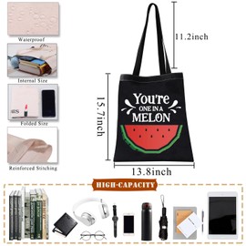 PLITI Watermelon Party Tote Bag You're One In a Melon Gift Food Pun Reusable Grocery Bag (One in melon TGblU)