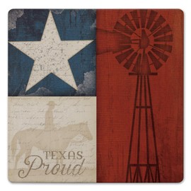 Thirstystone Texas Proud Decorative Heat Tolerant Stone Trivet with Non-Skid Cork Backing 8” Square Artistic, Durable, Easily Wipes Clean