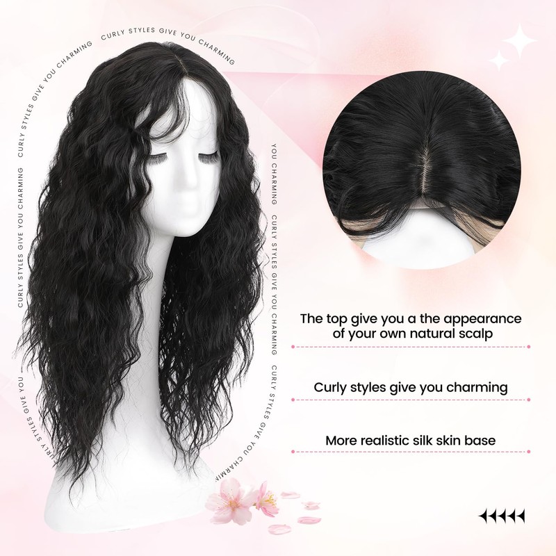 Curly Hair Topper, Lightweight &Natural-Looking Hairpiece for Women, Easy Clip-In